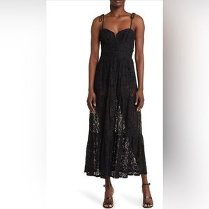 Lulu’s Tie Strap Tiered Lace Midi Dress